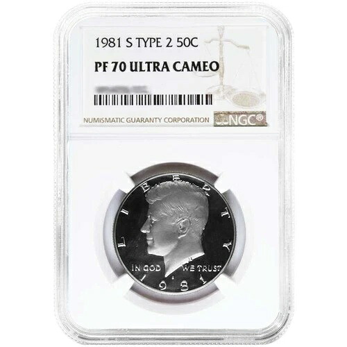 1981-S プルーフ 50セント タイプ2 ケネディ ハーフダラー NGC PF70UC ブラウンラベル