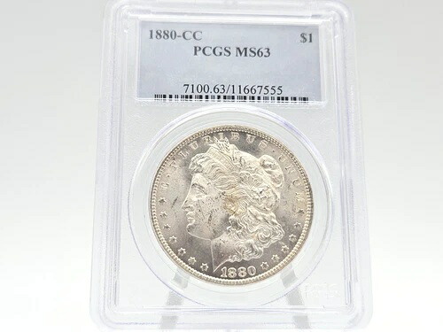 1880-CC PCGS MS63 モルガン銀貨 **重要日付!フロスティ仕上げ!** 7555|WORLD RESOURCE【KING店】
