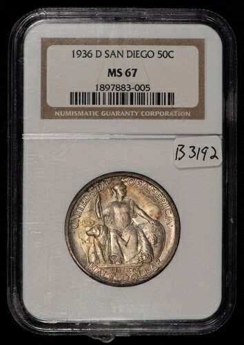 1936-D 50セント サンディエゴ・コモン ハーフダラー - PQカラー - NGC MS 67 - SKU-B3192｜WORLD RESOURCE【KING店】