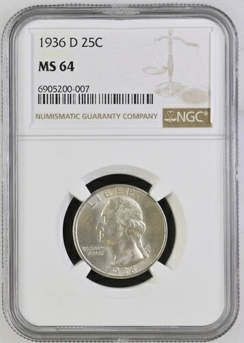 1936年 D クォーター NGC MS-64
