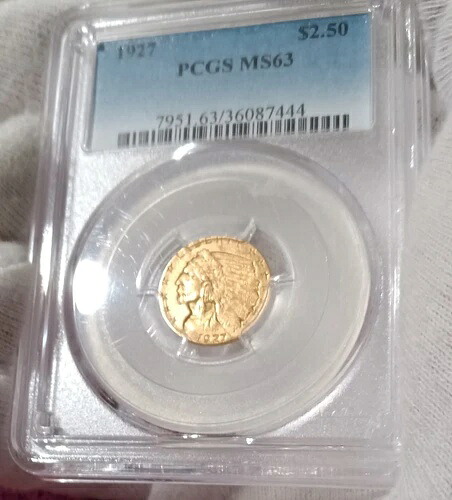 1927年インディアン2.5ドル金貨クォーターイーグル、PCGS MS63|WORLD RESOURCE【KING店】