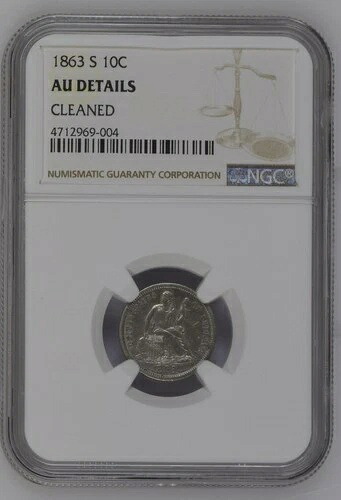 1863年 S リバティ シーテッド ダイム NGC AU 詳細|WORLD RESOURCE【KING店】