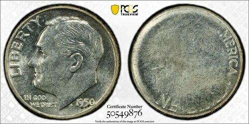 1950年 P ダイム ルーズベルト PCGS MS-64 ストラックスルー リバース ミントエラー|WORLD RESOURCE【KING店】