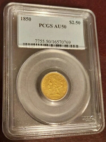1850年 リバティヘッドクォーターイーグル金貨 2.5ドル AU 50 PCGS|WORLD RESOURCE【KING店】