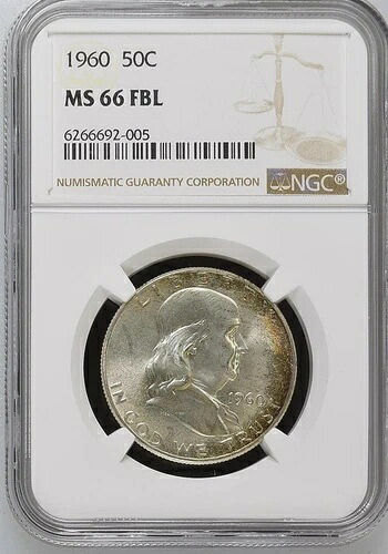 1960年 フランクリン ハーフ NGC MS66 FBL レインボートーン|WORLD RESOURCE【KING店】