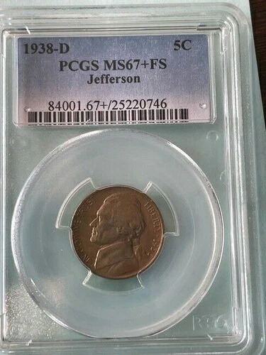 PCGS 1938 D ジェファーソン ニッケル 5セント MS67+FS｜WORLD RESOURCE【KING店】