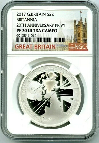 2017年 英国 ブリタニア プルーフ 1オンス シルバー 20周年記念 NGC PF70UC|WORLD RESOURCE【KING店】