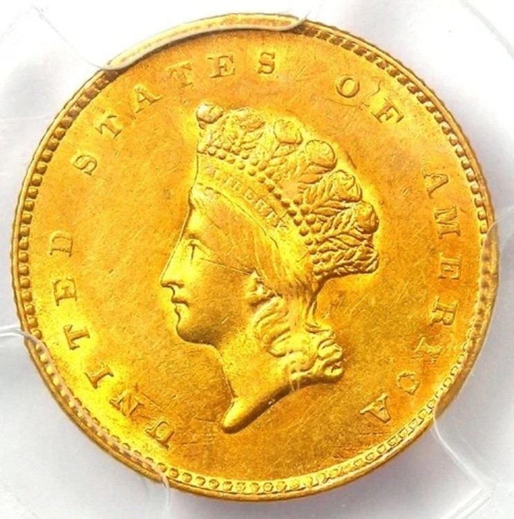1855 タイプ 2 インド金貨 (G$1 コイン) - PCGS AU58 認定 - 1,000 ドル相当!|WORLD RESOURCE【KING店】