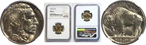 1936-S 5C バッファローニッケル NGC MS-67|WORLD RESOURCE【KING店】