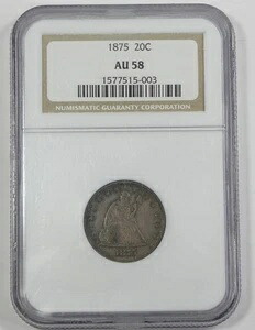 1875年製 20セント硬貨 NGC AU 58 認定 シルバー 20c|WORLD RESOURCE【KING店】