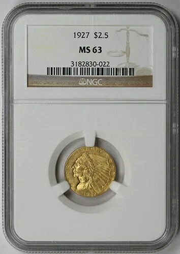 1927年 インディアンヘッドクォーターイーグル金貨 2.5ドル MS 63 NGC|WORLD RESOURCE【KING店】