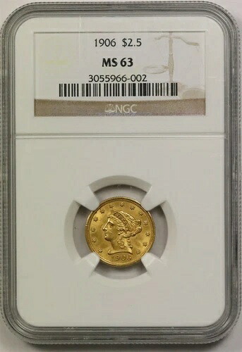 1906年 $2.5 NGC MS 63 リバティヘッド ゴールド クォーターイーグル|WORLD RESOURCE【KING店】