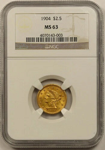 1904年 $2.5 NGC MS 63 リバティヘッド ゴールド クォーターイーグル｜WORLD RESOURCE【KING店】