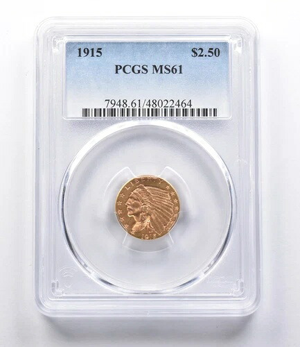 MS61 1915 $2.50 インディアンヘッド ゴールド クォーターイーグル PCGS *3072