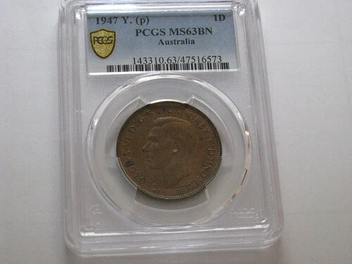 オーストラリア 1947年 パース ペニー グレード PCGS MS63 BN チョイス 未流通コイン Cert73