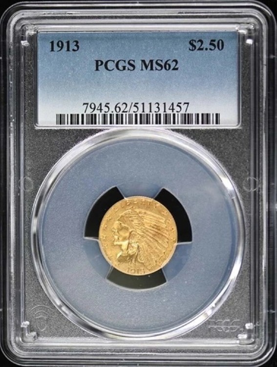 1913年 2.50ドル インディアンヘッド PCGS MS62｜WORLD RESOURCE【KING店】 308,880円