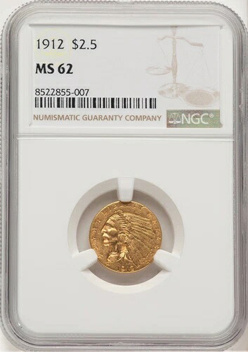 1912年 インディアンヘッド 2.5ドル クォーターイーグルゴールド NGC MS62|WORLD RESOURCE【KING店】