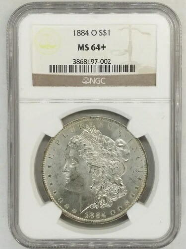 1884-O モルガン銀貨 $1 NGC MS64+