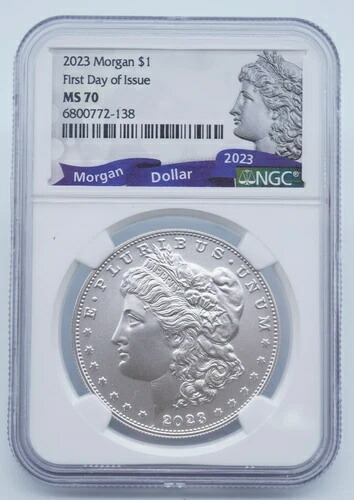2023年 モルガン銀貨 NGC MS 70 FDOI 発行初日 - U1490