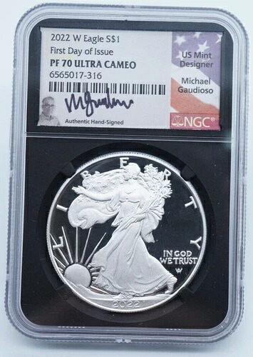 2022-W アメリカン シルバー イーグル FDOI NGC PF 70 ウルトラ カメオ ガウディオーソ - U1006