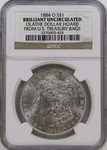 1884年 O モルガン銀貨 NGC MS-60 OLATHE ホード