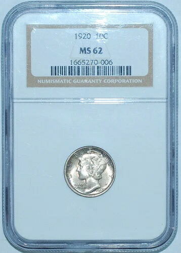 1920年 P NGC MS62 マーキュリーシルバーダイム