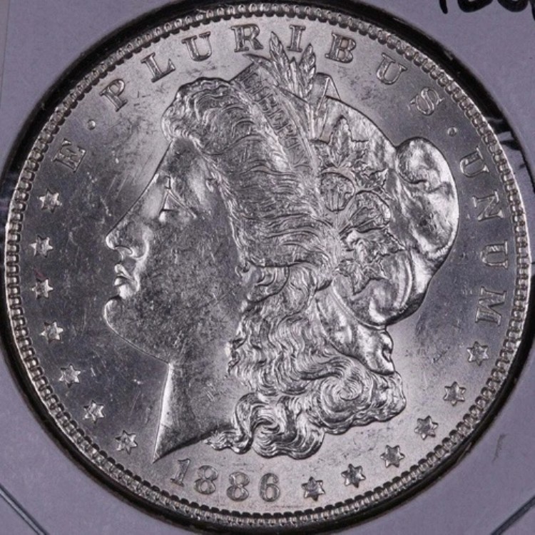 1886年モルガン銀貨、ジェムミントステート未流通コイン、ストア番号DR0042
