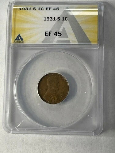 1931-S リンカーン小麦セント *ANACS グレード EF 45