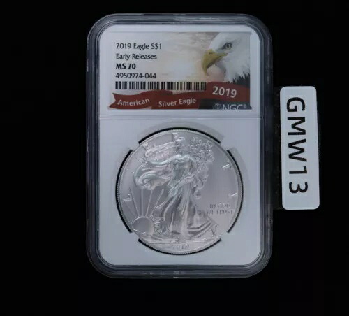 2019年 1ドル アメリカン シルバー イーグル NGC MS70 アーリーリリース バルドイーグルラベル