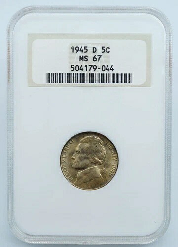 1945年 D ジェファーソン シルバー 戦時ニッケル NGC MS 67 オールドホルダー - U804