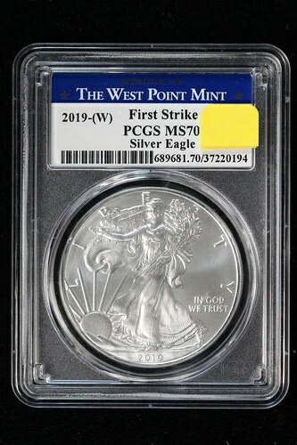 2019-(W) シルバーイーグル PCGS MS70 ファーストストライク ザ ウェストポイントミント 39I8
