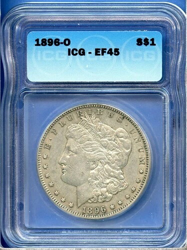 1896 O ICG EF45 モルガン銀貨 1ドル 米国造幣局 希少キーデイトコイン 1896-O XF-45
