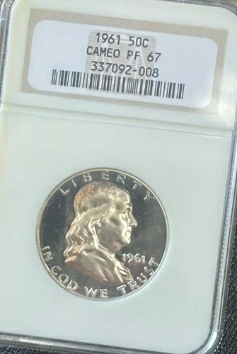1961年 フランクリン ハーフダラー プルーフ NGC PF 67 CAMEO PR67CAM オールドホルダーコイン 50セント