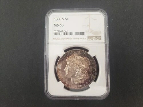1880年Sモルガン銀貨、NGC MS63認定、未使用品！本当に素晴らしい！