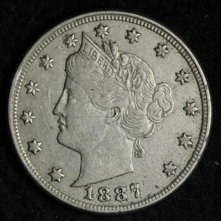 1887 リバティ V ニッケル AU E162 KNM