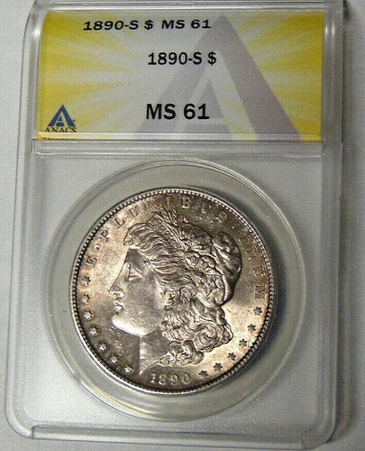 ANACS MS61 1890-S モルガン銀貨 サンフランシスコ造幣局 #6167180