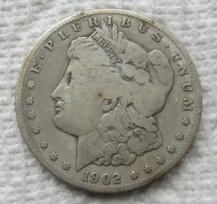 1902-S モルガン銀貨 希少キー日付 サンフランシスコ造幣局 クリーニング済み 穴埋め