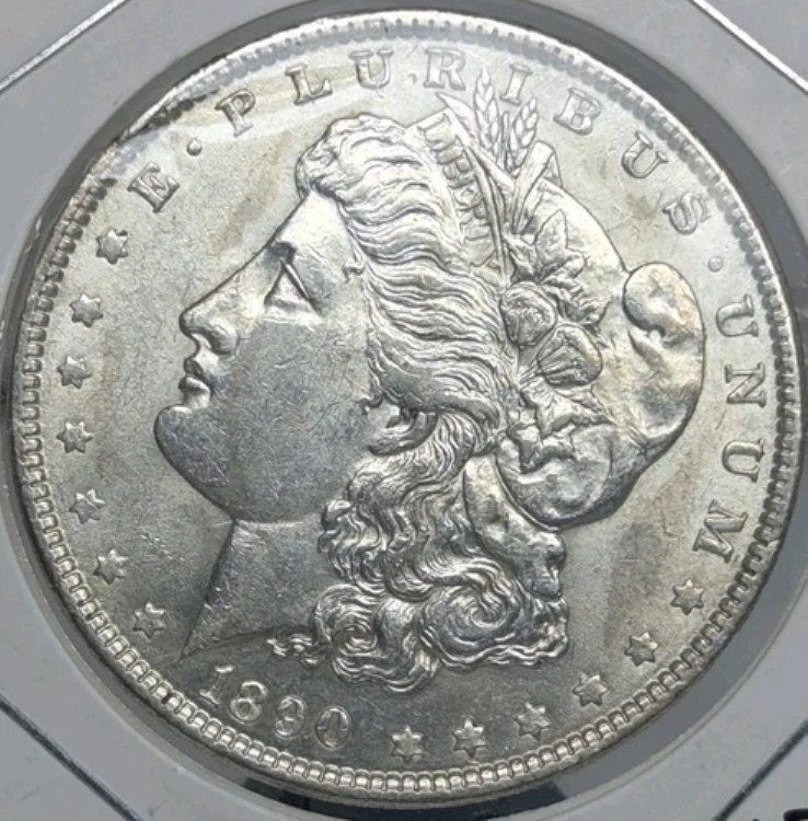 1890年モルガン銀貨、高品位MS詳細、光沢たっぷり