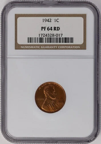 1942年 プルーフ リンカーン セント NGC PF 64 RD (1724328-017)