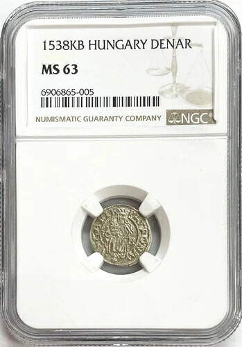 1538 KB 銀貨 ハンガリー 聖母子像 デナル ジョン・ザポリア コイン NGC MS 63