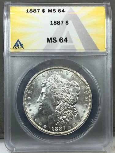 1887年 アメリカ 1ドル モルガン銀貨 ANACS MS64
