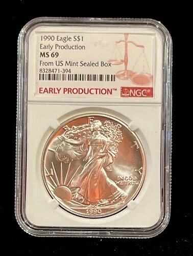 1990年 MS69 アメリカンシルバーイーグル 1989年初期生産 NGC USミントボックス