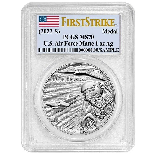 2022年 アメリカ空軍 1オンス シルバーメダル PCGS MS70 FS フラッグラベル