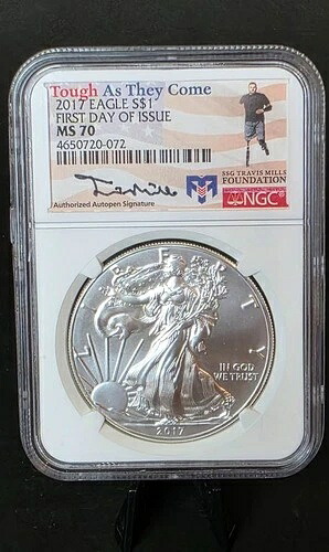 2017年アメリカン・シルバー・イーグル ms70 NGC ~ 「タフ・アズ・ゼイ・カム・ラベル」サージェント・ミルズ