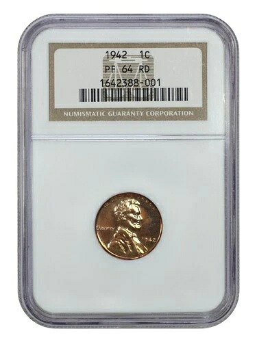 1942年 1C NGC PR64RD - リンカーン・セント（裏面小麦色） - 美しいレッド・プルーフ