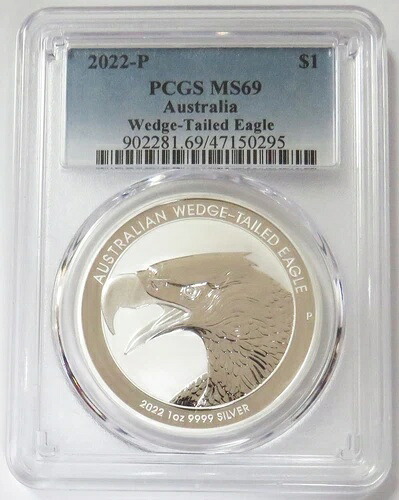 2022年 P シルバー オーストラリア $1 ウェッジテールイーグル 1オンス コイン PCGS ミント ステート 69
