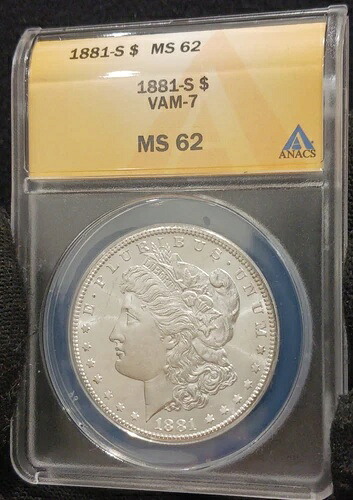 1881年S/S モーガン銀貨 *ブリリアントホワイトラスター* MS-62 VAM-7
