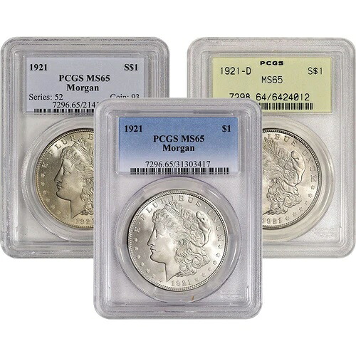 1921年 アメリカ モルガン銀貨 1ドル - PCGS MS65 - ランダムラベル