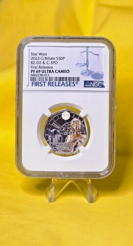 2023年 スター・ウォーズ R2-D2 C3PO ~ 英国 S50ペンス ~ カラーコイン ~ NGC PF69 UCAM FR