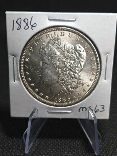 1886年モルガン銀貨 ? ミント63 ? 光沢のある輝きと鋭い打痕 - 希少